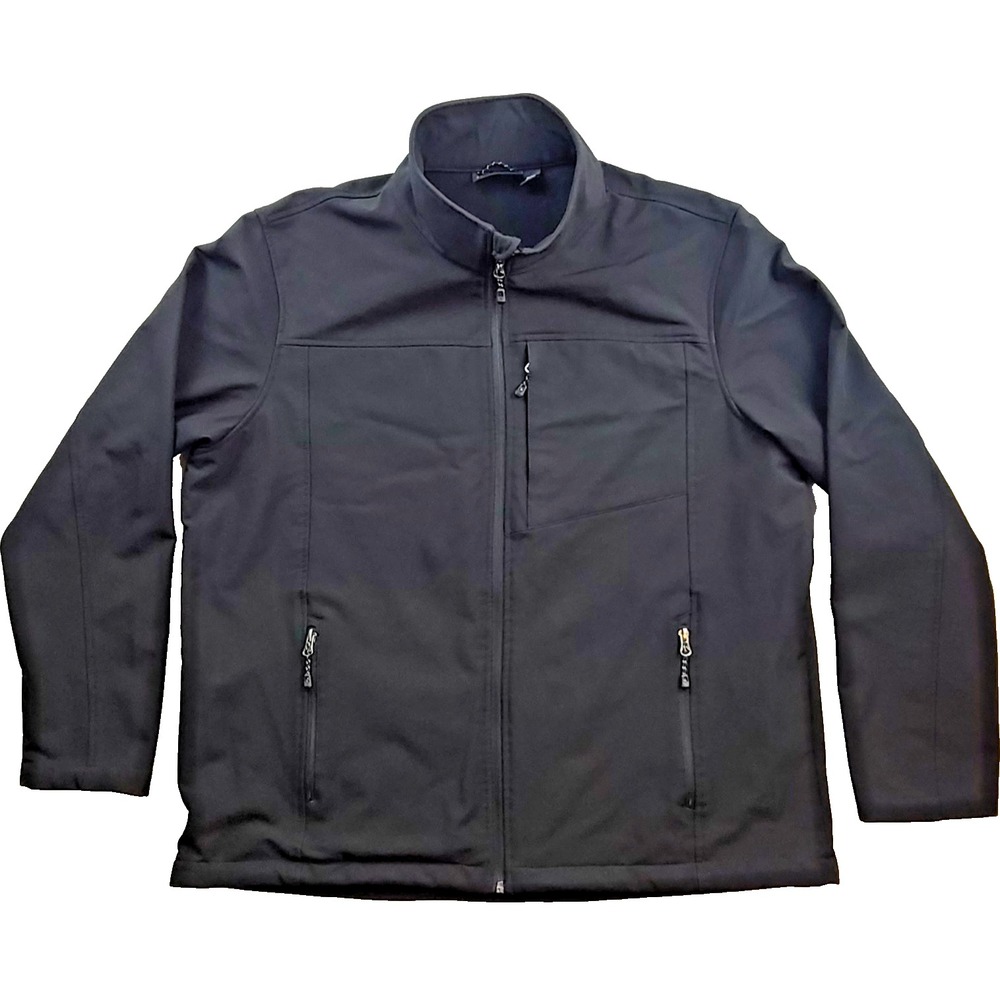SwissTech Mens XL Black Softshell Full Zip Fleece Lined Outdoor Jacket